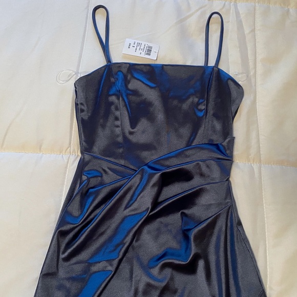 Windsor Satin Blue Mini Dress - Picture 5 of 8